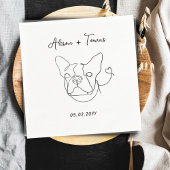 Serviette En Papier Black White Pet Bulldog Fiançailles Mariage