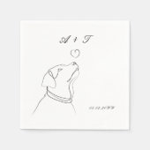 Serviette En Papier Black White Pet Doodle Couple Mariage Monogramme (Devant)