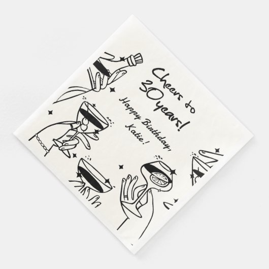Serviette En Papier Black White Retro Manigance Cocktail original (Coin)