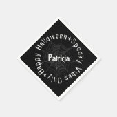 Serviette En Papier Black White Script Éffrayant moderne Halloween heu (Coin)