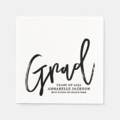 Serviette En Papier Black White Script Graduation (Devant)