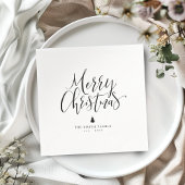 Serviette En Papier Black & White Simple Calligraphy Merry Christmas