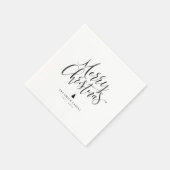 Serviette En Papier Black & White Simple Calligraphy Merry Christmas (Coin)