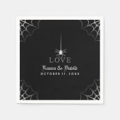 Serviette En Papier Black & White Spider Web LOVE Halloween Mariage (Devant)