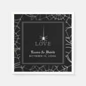 Serviette En Papier Black & White Spider Web LOVE Halloween Mariage (Devant)
