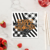Serviette En Papier Black & White Spiderweb Patchwork Halloween Party (En situation)