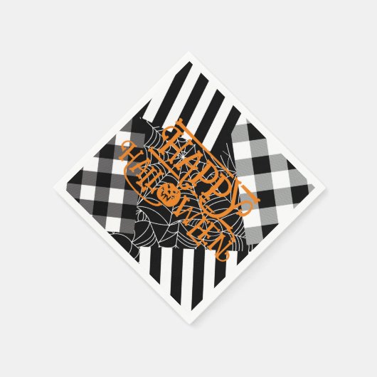 Serviette En Papier Black & White Spiderweb Patchwork Halloween Party (Coin)