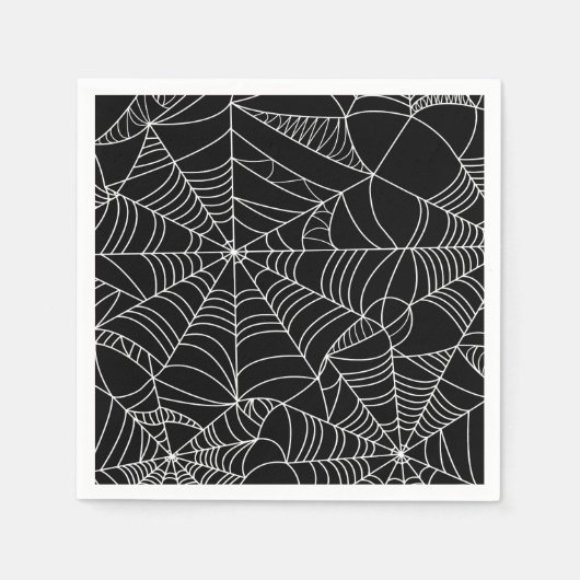 Serviette En Papier Black & White Spiderwebs Fête d'Halloween (Devant)
