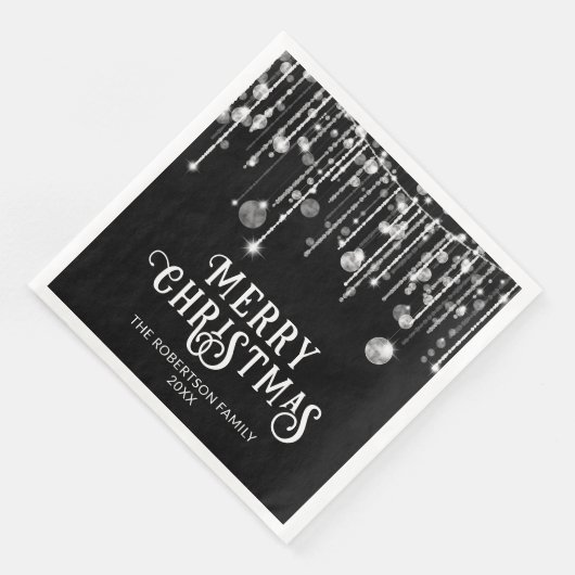 Serviette En Papier Black White String Fête de Noël (Coin)