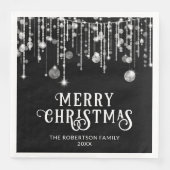 Serviette En Papier Black White String Fête de Noël (Devant)