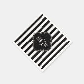 Serviette En Papier Black White Stripe Black Quatrefoil 3 Monogramme (Coin)