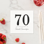 Serviette En Papier Black White Typography Seventy Name 70th Birthday (En situation)