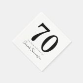 Serviette En Papier Black White Typography Seventy Name 70th Birthday (Coin)