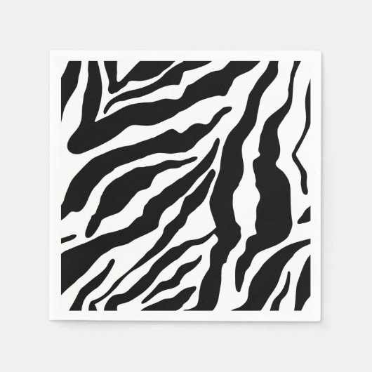 Serviette En Papier Black& White Zebra Stripes Safari Animal Print (Devant)