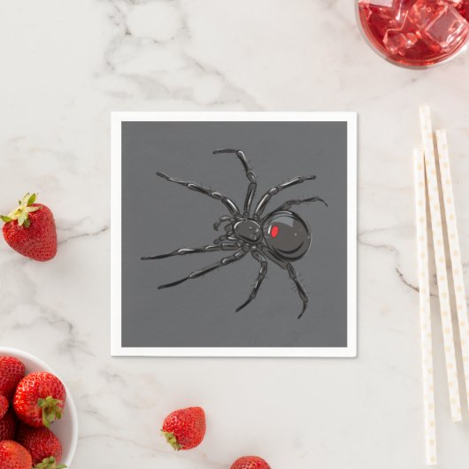 Serviette En Papier Black Widow Spider Dessin original (En situation)