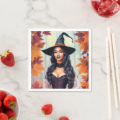 Serviette En Papier Black Woman Witch Fall quitte l'art (En situation)