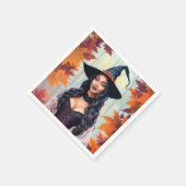 Serviette En Papier Black Woman Witch Fall quitte l'art (Coin)