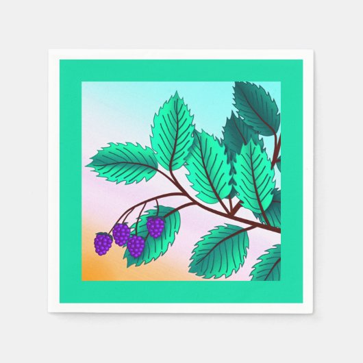 Serviette En Papier Blackberries sur une branche (Devant)