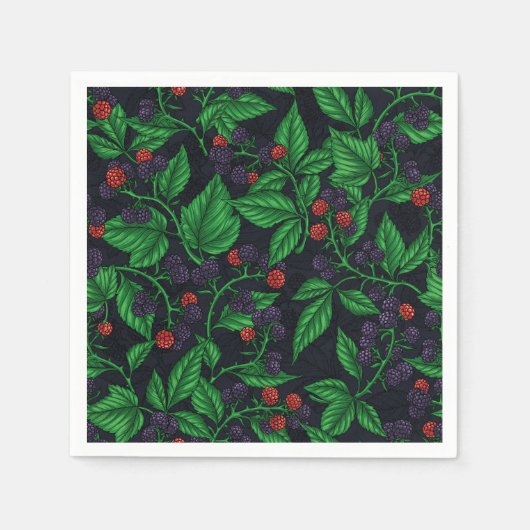 Serviette En Papier Blackberry sur gris foncé (Devant)