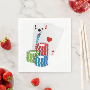 Serviette En Papier Blackjack avec jetons de poker