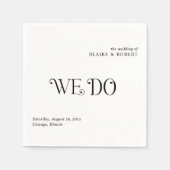 Serviette En Papier Blaire Black White Mariage moderne (Devant)