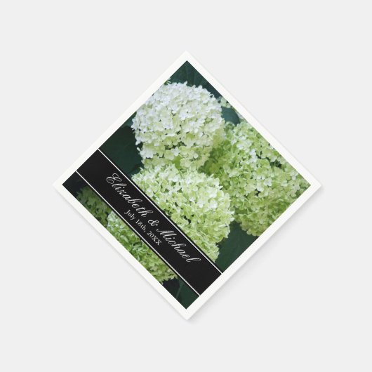 Serviette En Papier Blanc Annabelle Hydrangeas Mariage Personnalisé (Coin)