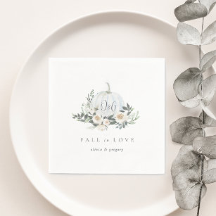 Serviette En Papier Blanc Automne Citrouille verdure "Fall in Love"