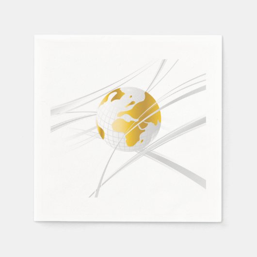 Serviette En Papier Blanc Avec Papier Globe Gris (Devant)