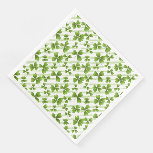 SERVIETTE EN PAPIER BLANC AVEC SHAMROCKS VERTS (Coin)