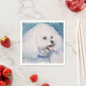 SERVIETTE EN PAPIER BLANC BICHON PAPIER LIBRE NAPKINS (En situation)