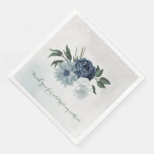 Serviette En Papier blanc & bleu mariage fleuri (Coin)