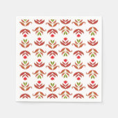 Serviette En Papier Blanc & Brown Art populaire Floral Élégant Cosy Ru (Devant)