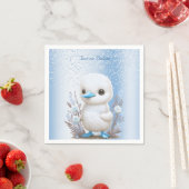 Serviette En Papier Blanc Canard bleu Floral Naples (En situation)