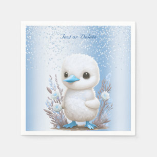 Serviette En Papier Blanc Canard bleu Floral Naples