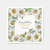 Serviette En Papier Blanc Daisy Floral Verdure Anniversaire (Devant)