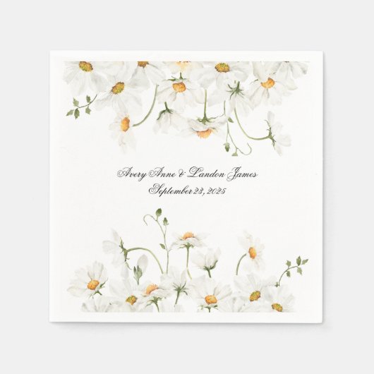 Serviette En Papier Blanc Daisy Green Personnalisé Joli (Devant)