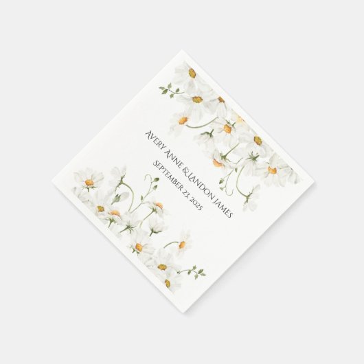 Serviette En Papier Blanc Daisy Greenery Customisé de jolies serviette (Coin)