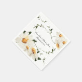 Serviette En Papier Blanc Daisy Greenery Personnalisé Joli Mariage (Coin)