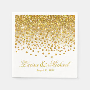 Serviette En Papier Blanc d'or de la douche   de confettis de parties
