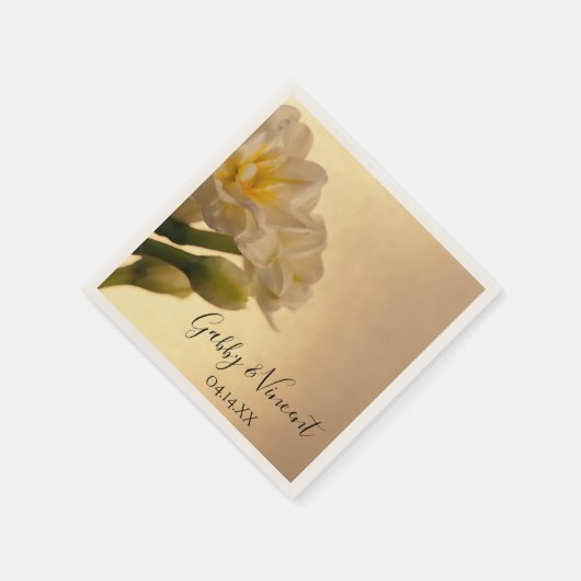 Serviette En Papier Blanc Double Daffodils Printemps Mariage (Coin)