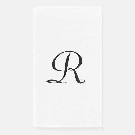Serviette En Papier Blanc et noir Monogramme Élégant Simple Chic (Devant)