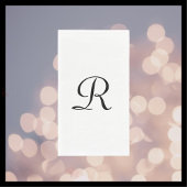 Serviette En Papier Blanc et noir Monogramme Élégant Simple Chic