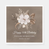 Serviette En Papier Blanc Floral Neutre Automne 50e anniversaire (Devant)