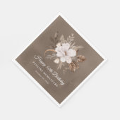 Serviette En Papier Blanc Floral Neutre Automne 50e anniversaire (Coin)