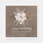 Serviette En Papier Blanc Floral Neutre Automne 60e anniversaire (Devant)