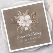 Serviette En Papier Blanc Floral Neutre Automne 60e anniversaire