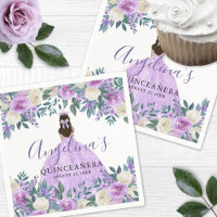 Blanc Floral Violet Quinceañera