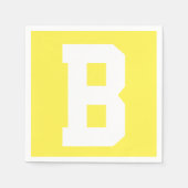 Serviette En Papier Blanc Grand Initial Moderne | Jaune Citron (Devant)