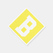 Serviette En Papier Blanc Grand Initial Moderne | Jaune Citron (Coin)