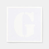 Serviette En Papier Blanc Grand Initiale moderne | Blanc fantôme (Devant)